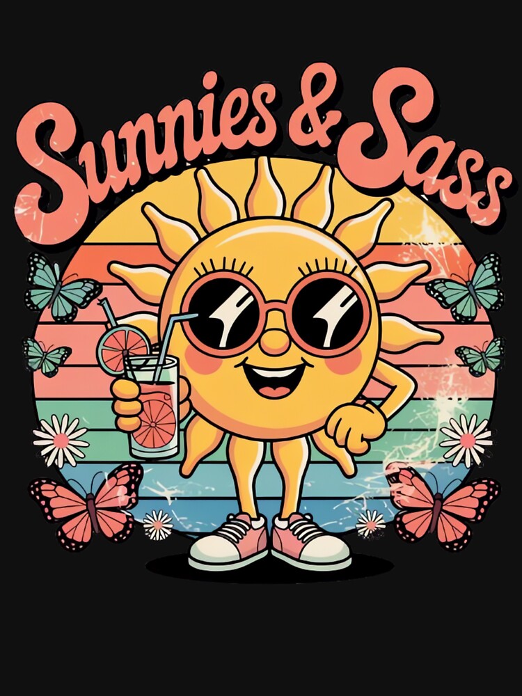 Sunnies & Sass – Retro Cartoon Sun Character Vintage Summer Vibes Design by ARTReMi