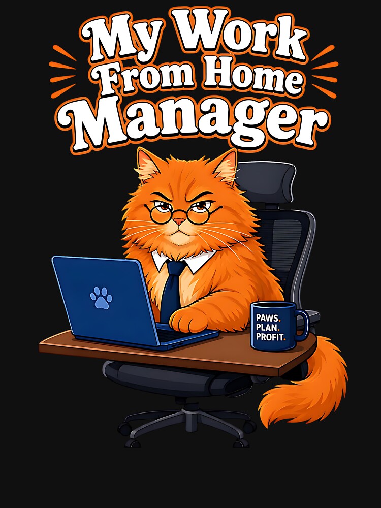 Work From Home Cat Manager Funny Design by SpeakingPrint2