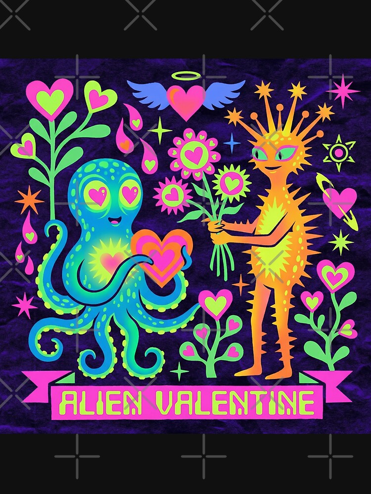 Neon Psychedelic Alien Valentine Octopus Love by zzz888