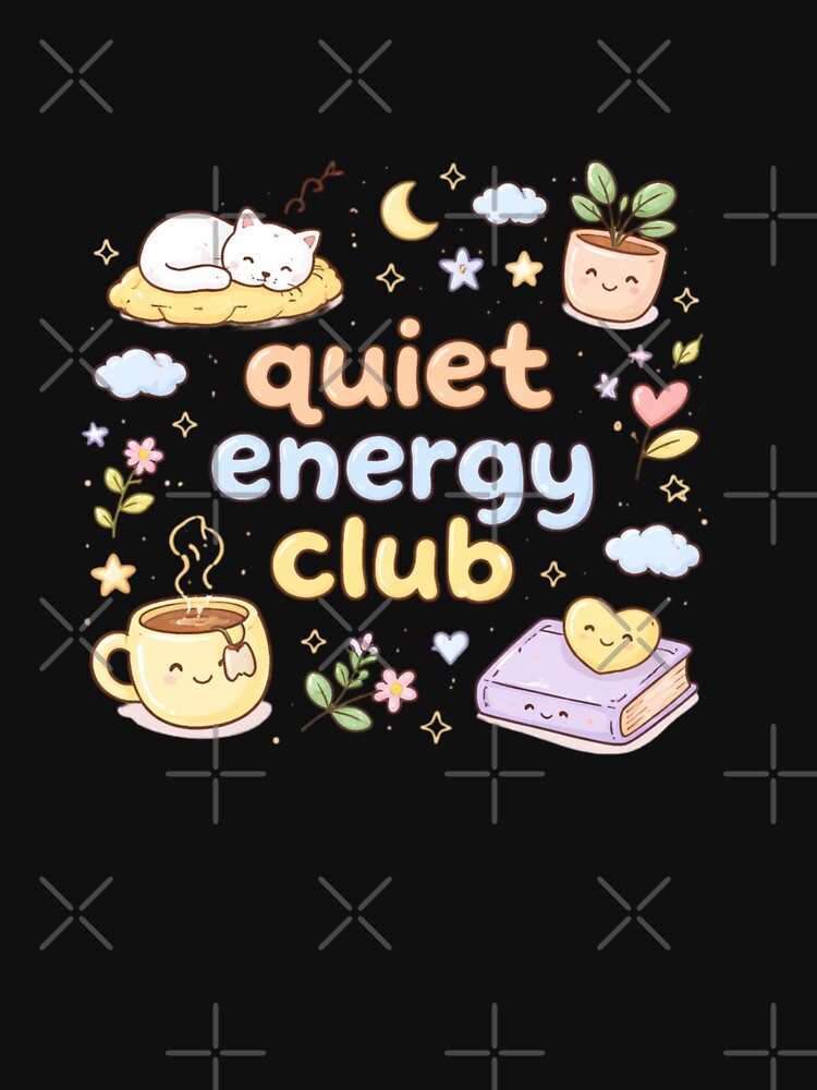 Quiet Energy Club Cute Aesthetic Design | Soft Introvert Vibes Pastel Illustration by Sanika arts