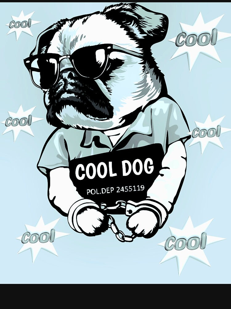 Cool Dog Pug Mugshot Funny Bad Boy Glasses Shirt by MariaPCMaria