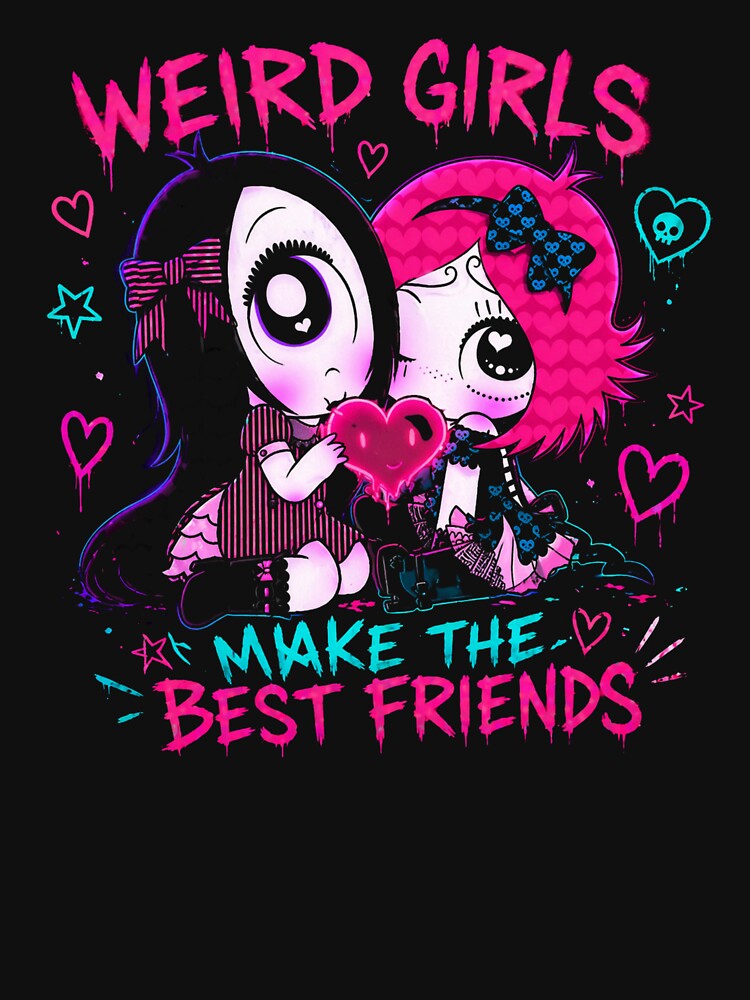 Weird Girls Make The Best Friends Neon Goth Cute Aesthetic | Emo Kawaii Friendship Design by IdentityThread