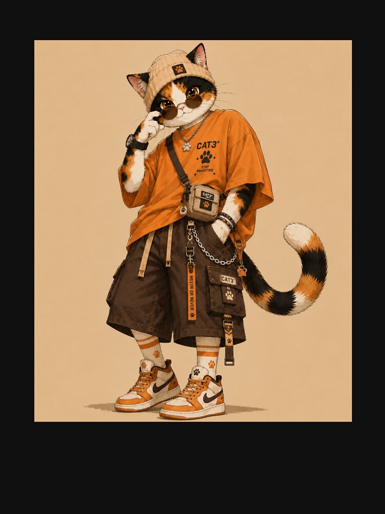 Catrio NextGen Calico Cat Flexing Streetwear by Mindworx21