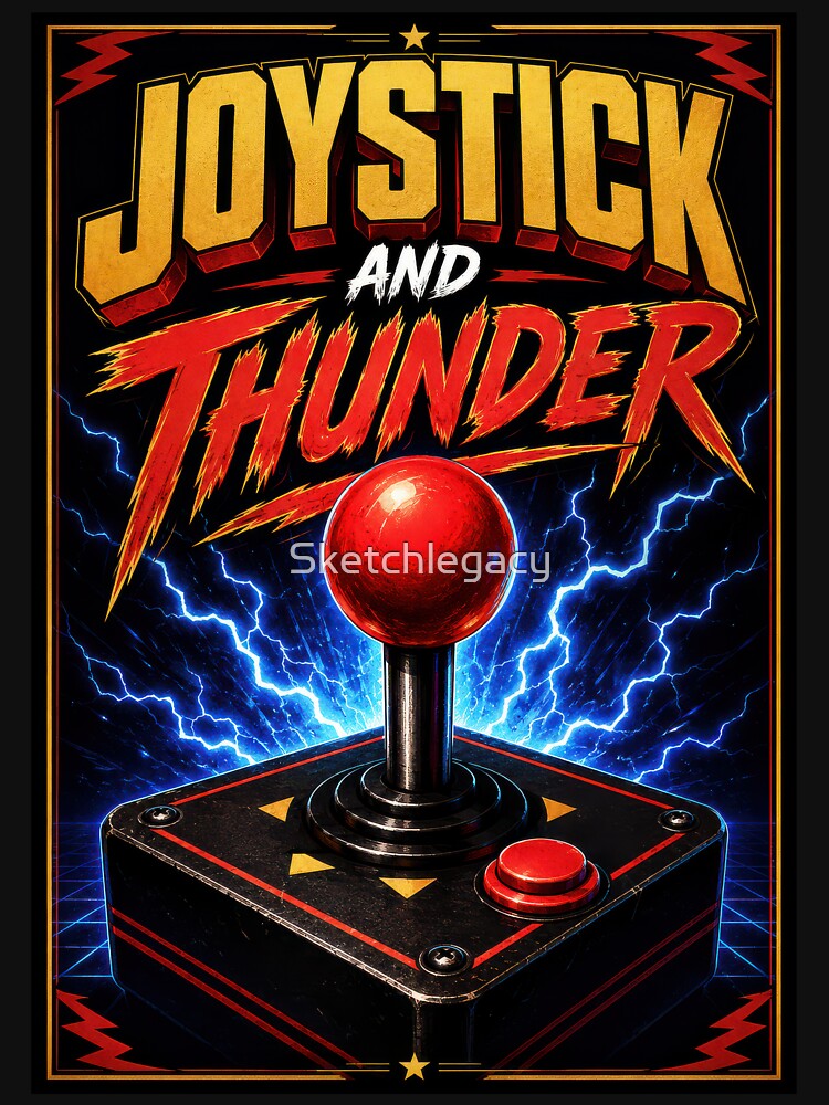 Joystick and Thunder Retro Arcade Gaming by Sketchlegacy
