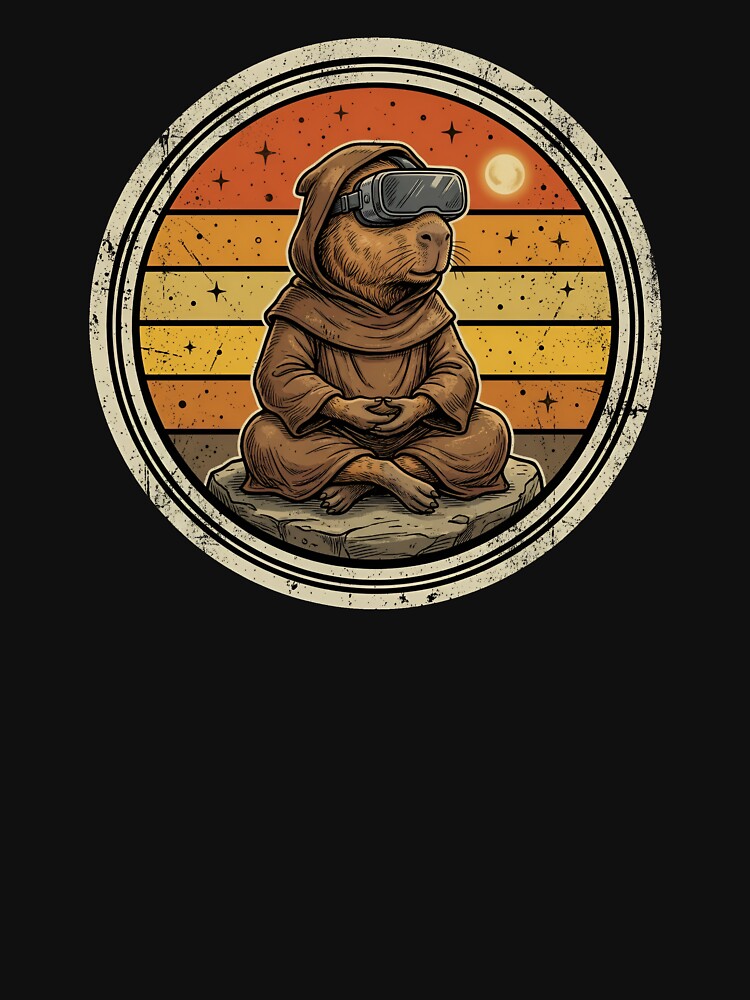 Retro Meditating VR Capybara Monk Vintage Badge by DuckOddity