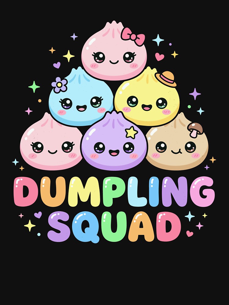 Cute Kawaii Dumpling Squad Pastel Food Art by VibeWear2026