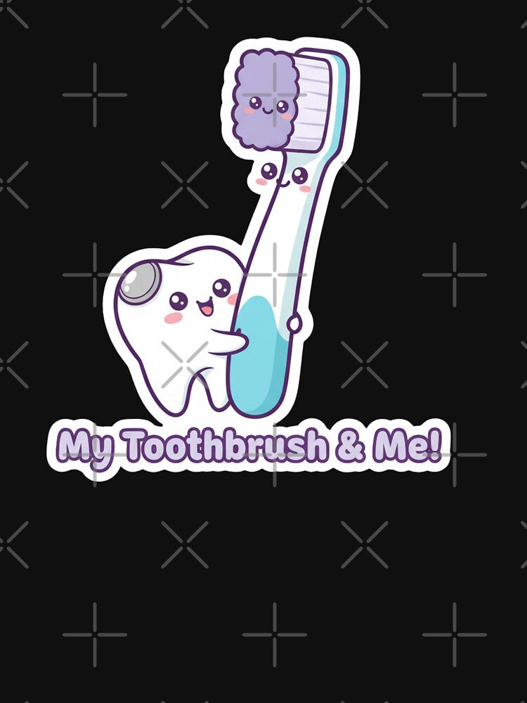Cute Kawaii My Toothbrush and Me Happy Healthy Tooth Dental Art by bvdesignart
