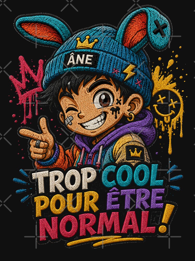 Colorful Embroidered Streetwear Character – Funny French Urban Design by PLUSHIWORLDtm