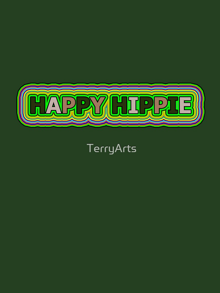 Happy Hippie Words Hippie Vibes Retro Lines 4 of 4 by Beachy