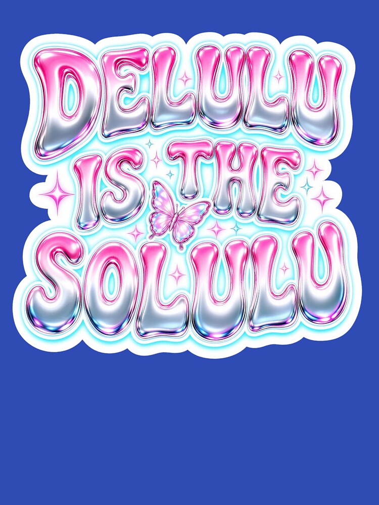 Delulu Is the Solulu | Coquette Y2K Aesthetic Chrome Typography Sticker by Arrow2025