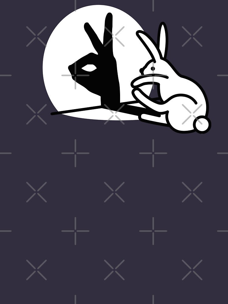 Funny Rabbit hand shadow puppets humor pop art by LaundryFactory