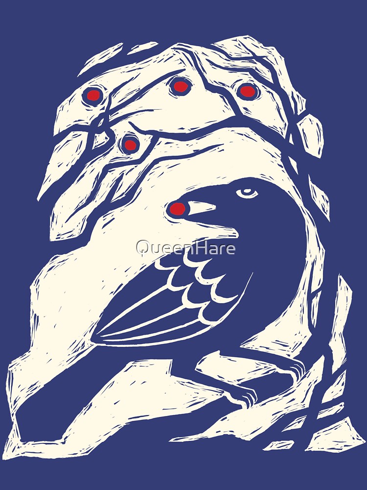 Autumn Berries Bird Print by QueenHare