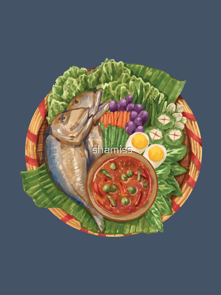 Thai Food, Nam Prik Pla Too or chili past with fried mackerel by shamiss