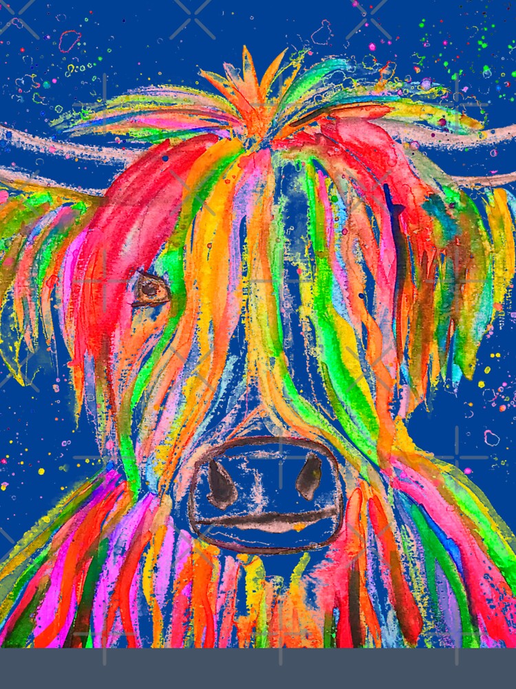 Highland Cow Watercolor painting blue by Artbymonika