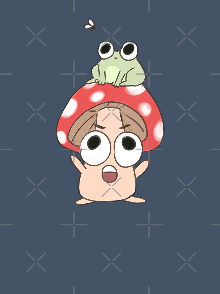 Cute cartoon mushroom with a frog on its head by Yarafantasyart