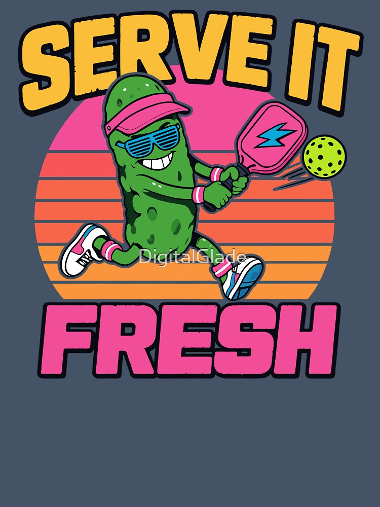 Serve It Fresh Retro Pickleball Player by DigitalGlade