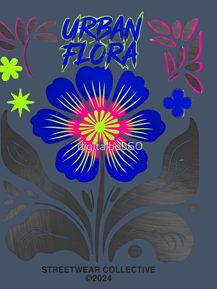 Urban Flora Streetwear Graphic - Neon Botanical Art by digitalbob60