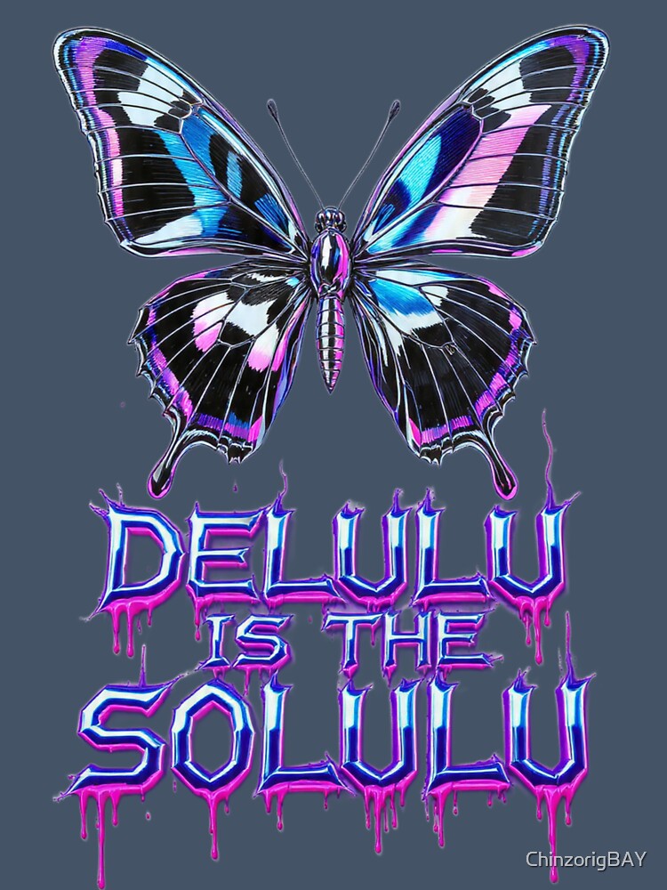 Y2K Chrome Butterfly Delulu Is The Solulu by ChinzorigBAY