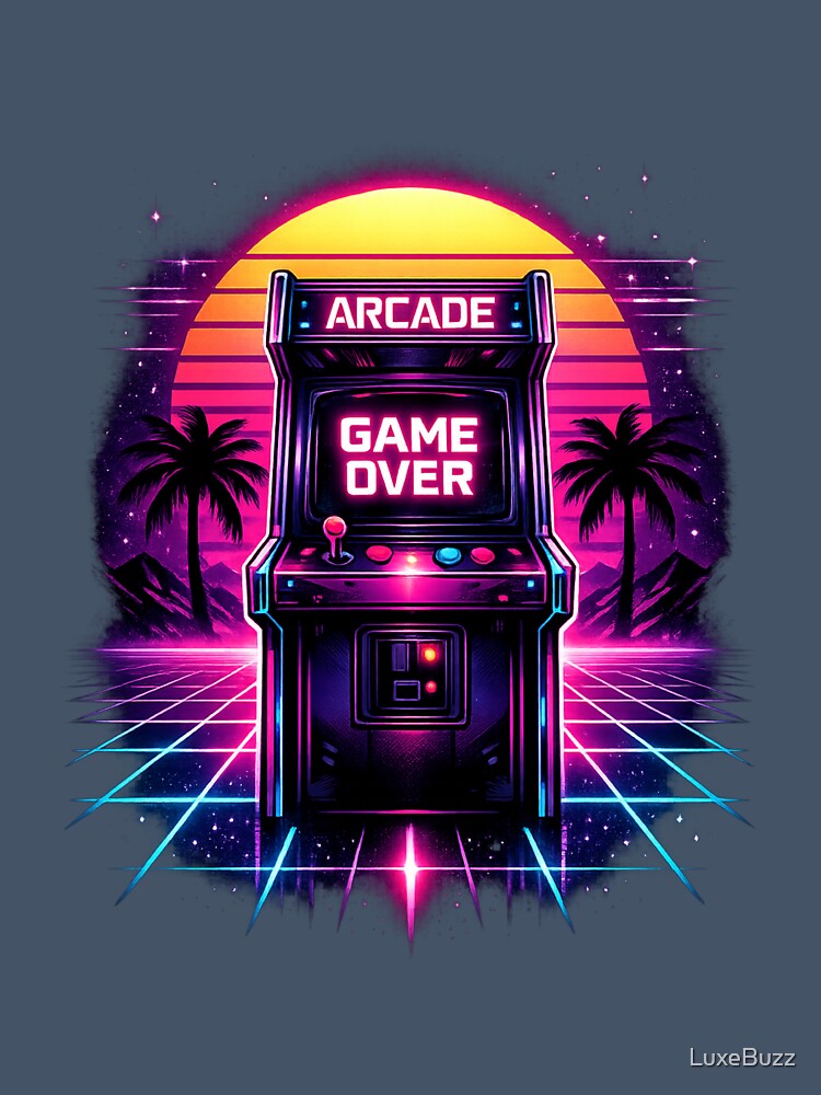 Retro Arcade Game Over Synthwave | Neon 80s Vaporwave Gaming Cabinet | Cyber Wave Gamer Graphic by LuxeBuzz