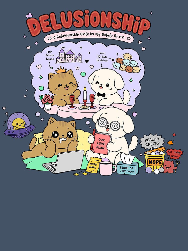 Delusionship - Delulu Brain Relationship Cute Kawaii Art by snewen