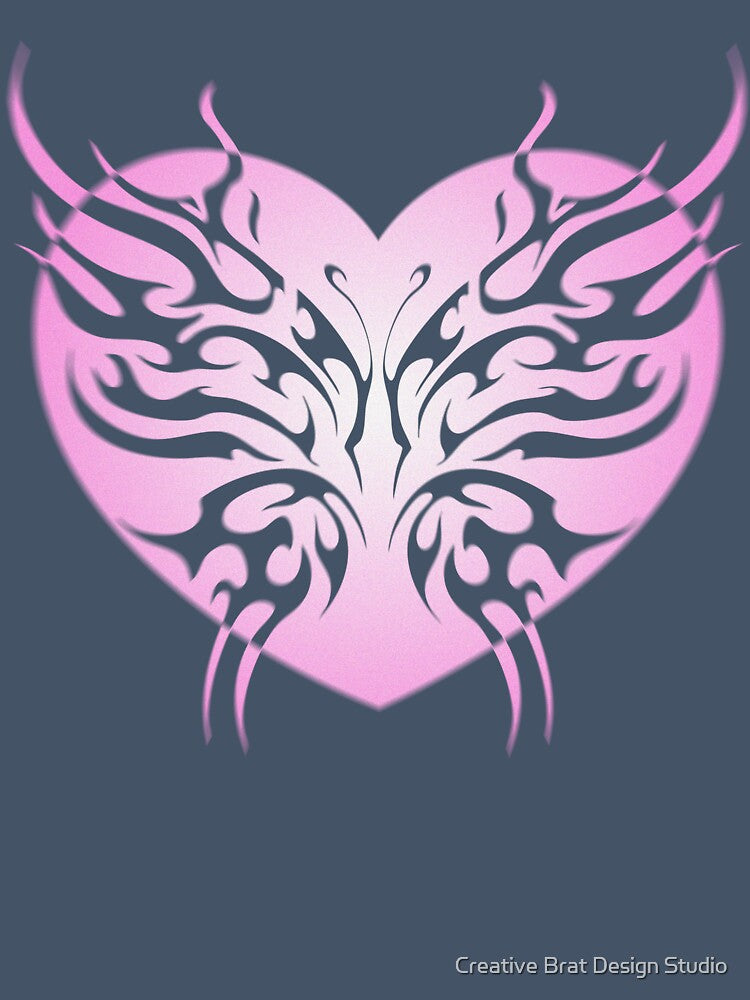 y2k neo tribal cyber sigilism pink aesthetic aura butterfly heart by Creative Brat Design Studio