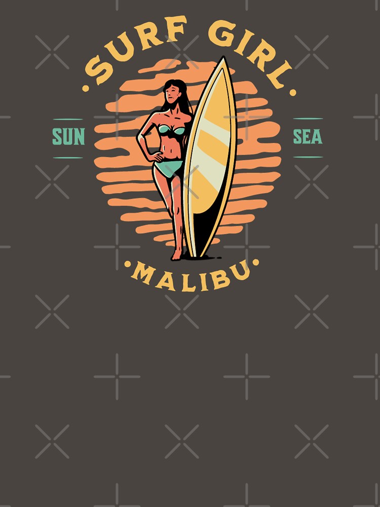 Surfer Girl Surfing Malibu California by CattlettArt