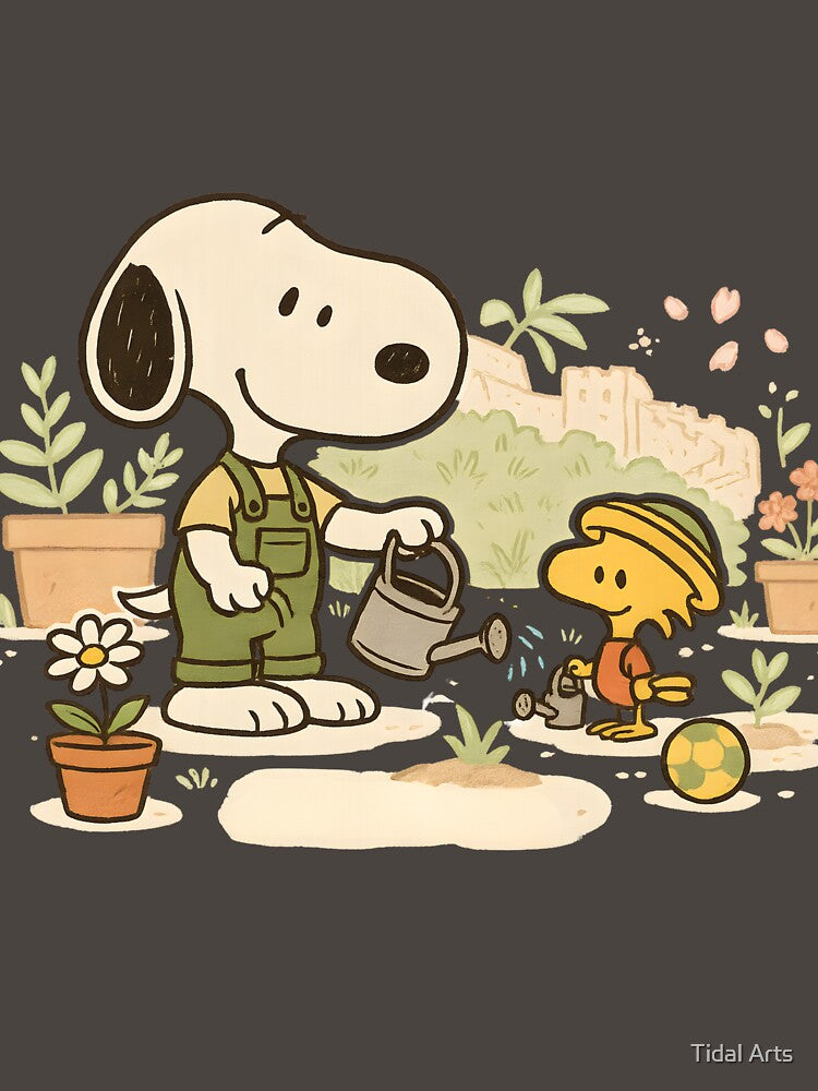 Snoopy Gardener – Cute Dog & Bird Watering Plants by Tidal Arts