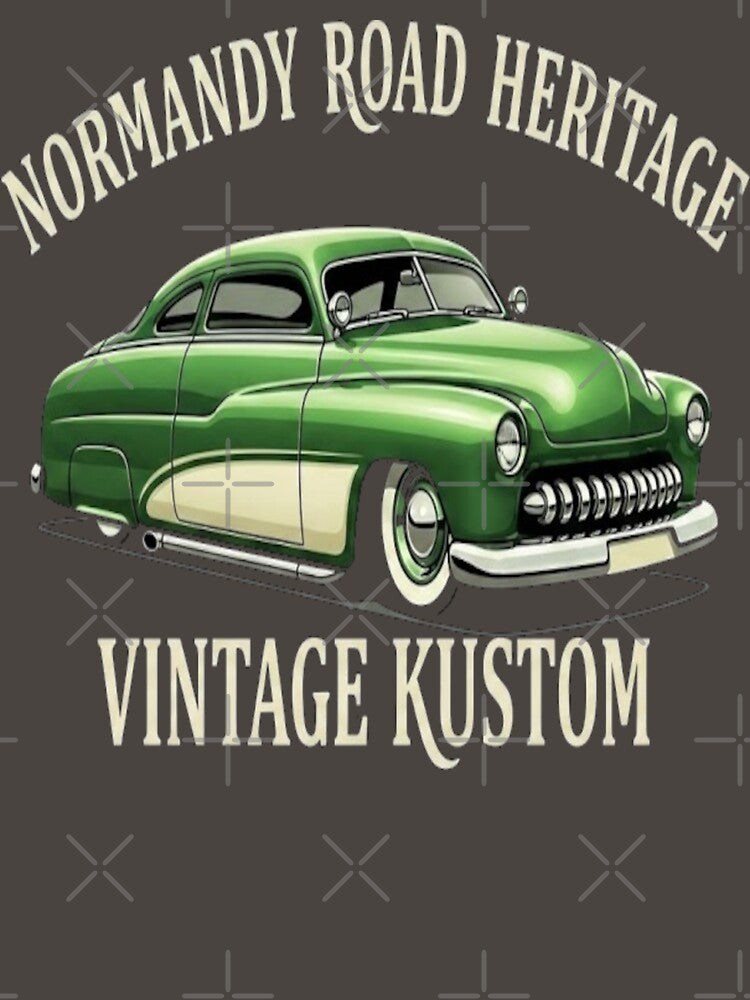 1951 Mercury Custom Vintage Kustom Car Retro Americana Art by Normandy Road Heritage™ - Vintage Garage Art