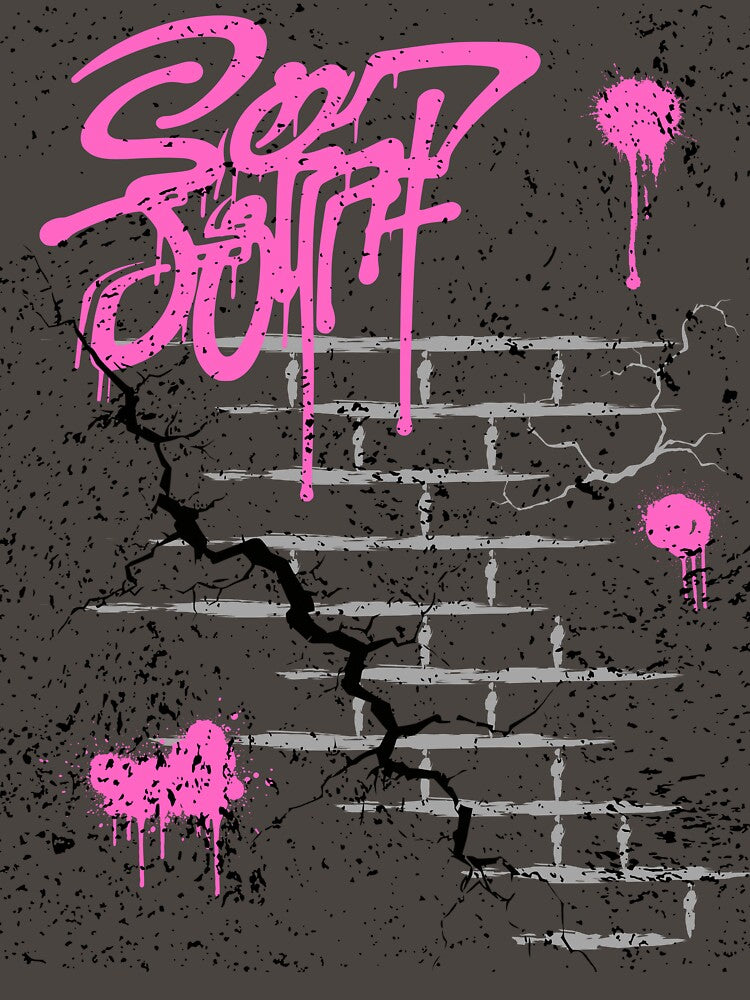 Pink Graffiti Tag Brick Wall Aesthetic by AhmadAnnaPrints