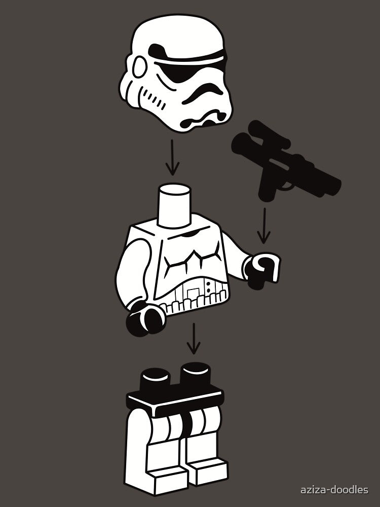 Brick Mini Figure Assembly Guide – Space Trooper Building Instructions Art by aziza-doodles