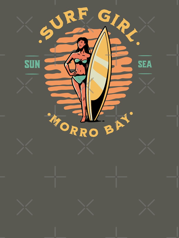 Surfer Girl Surfing Morro Bay California by CattlettArt