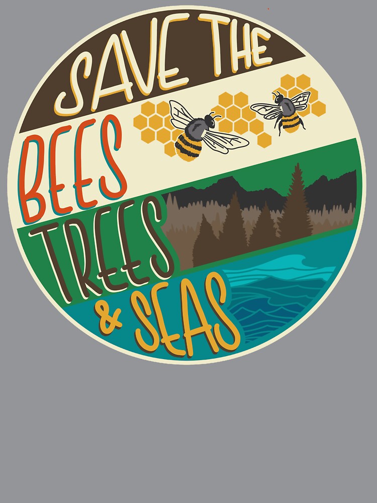Save The Bees, Trees & Seas | Round Retro Image by CarlosAlberto