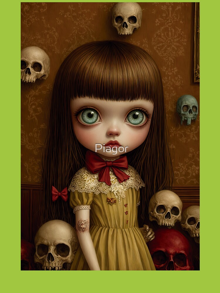The Girl Who Keeps Secrets. Creepy Cute Gothic Girl. Pop Surrealism Art inspired by Mark Ryden. Lowbrow art.. by Piagor
