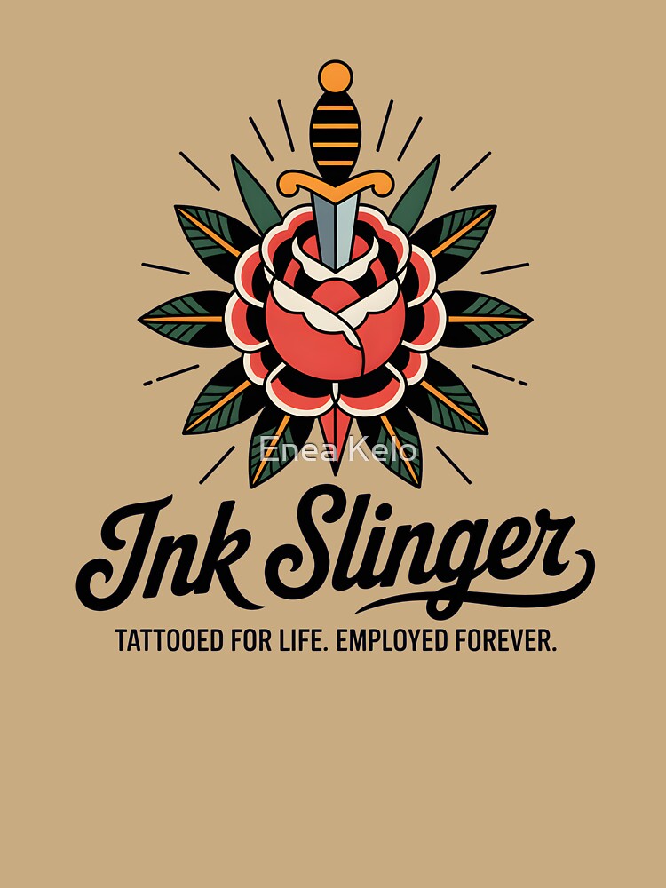 Traditional Tattoo Dagger Rose Ink Slinger Graphic by Enea Kelo