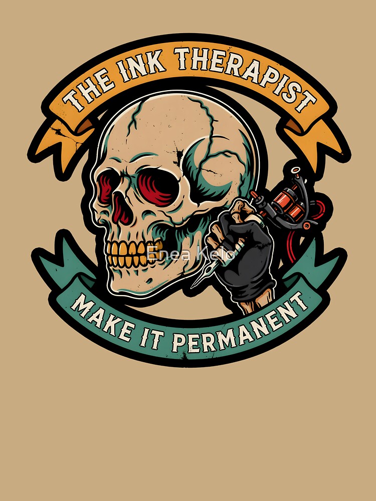 The Ink Therapist Tattoo Artist Skull Vintage Banner by Enea Kelo