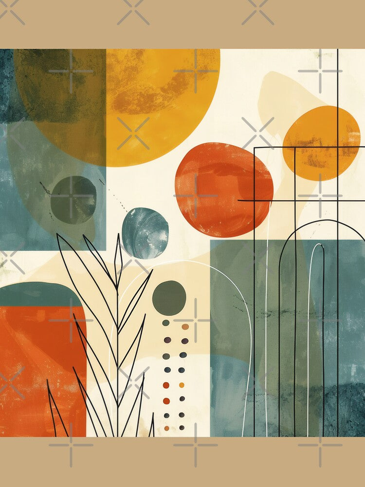 Mid-Century Modern Geometric Pattern | Organic Abstract Botanical Shapes | Earthy Minimalist Wall Art by GrinGalore