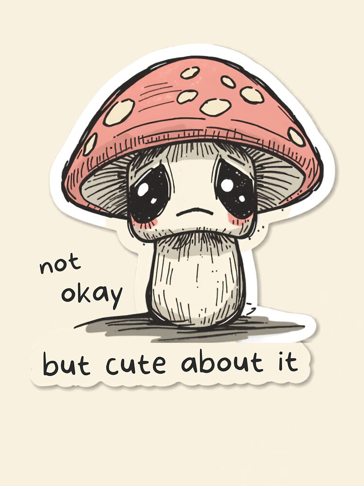 Sad Mushroom Aesthetic Sticker by HappyDoodle11