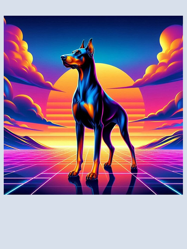 Neon Doberman – Synthwave Sunset Power Design by Dogandesighn