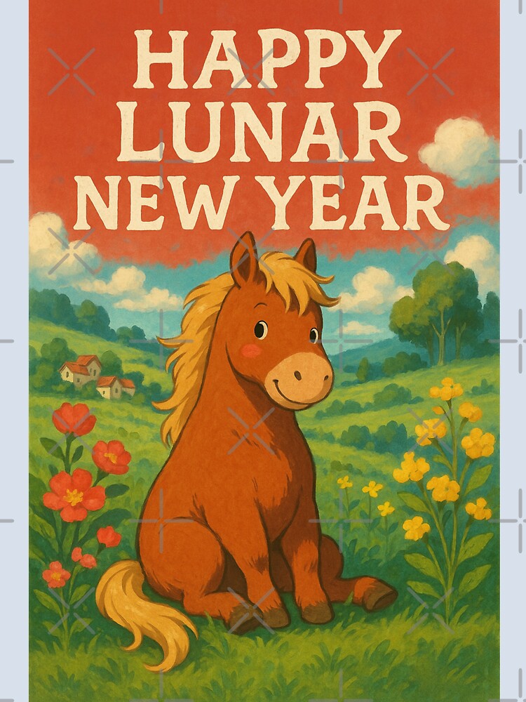 Cheerful Lunar New Year Card with Smiling Horse by Aryabek