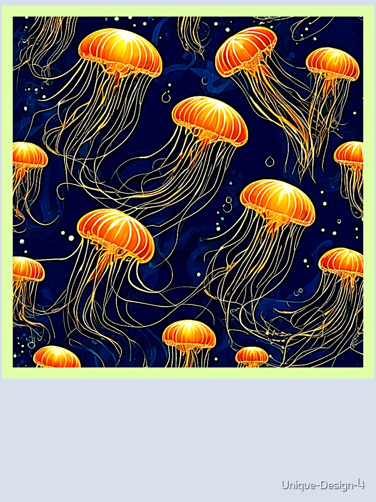 Orange Jellyfish Pattern Art by Health And Fitness Posts e-Store
