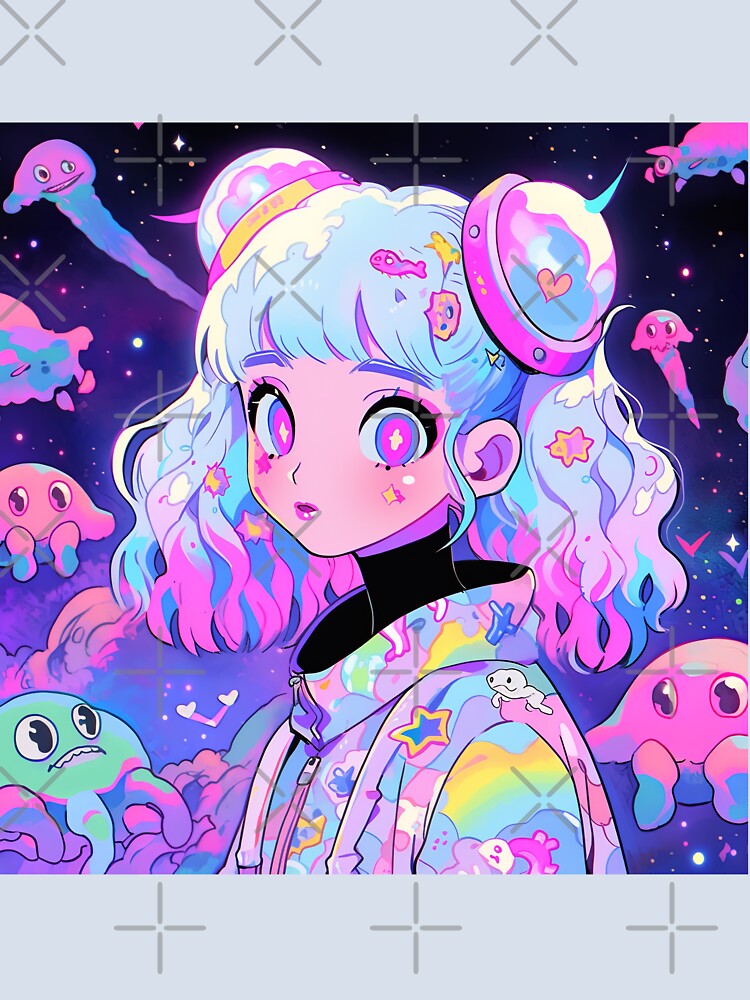 Anime Girl in Space with Strange Creatures by bubblegoth