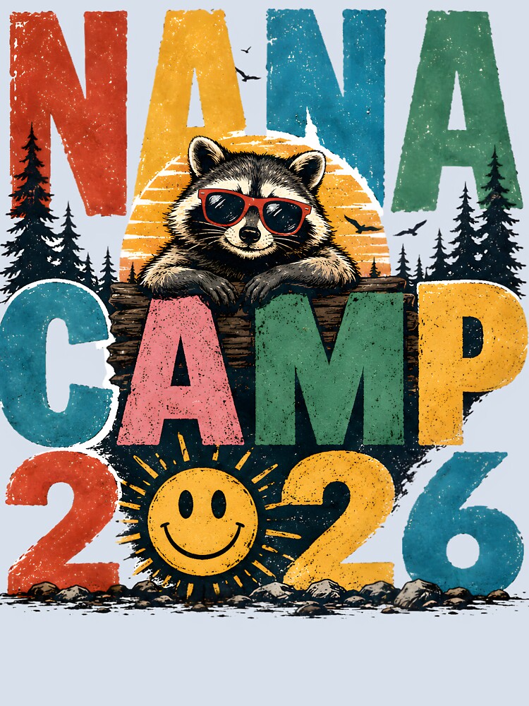 Nana Camp 2026 Retro Raccoon Grandma Summer Vacation Gift by AnnDesignStudio