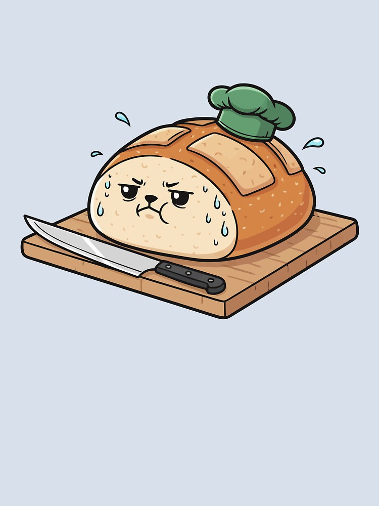 Grumpy Sourdough Bread Chef Nervous Facing Knife Sticker by dmejpl