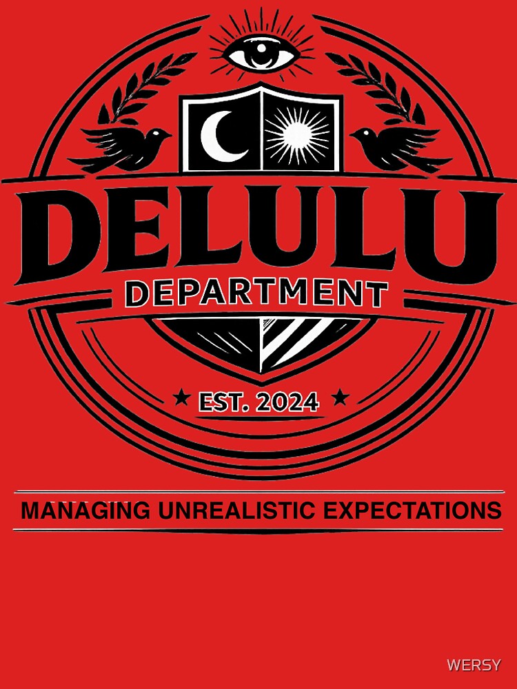 Delulu Department Varsity Crest Funny Meme Aesthetic by WERSY