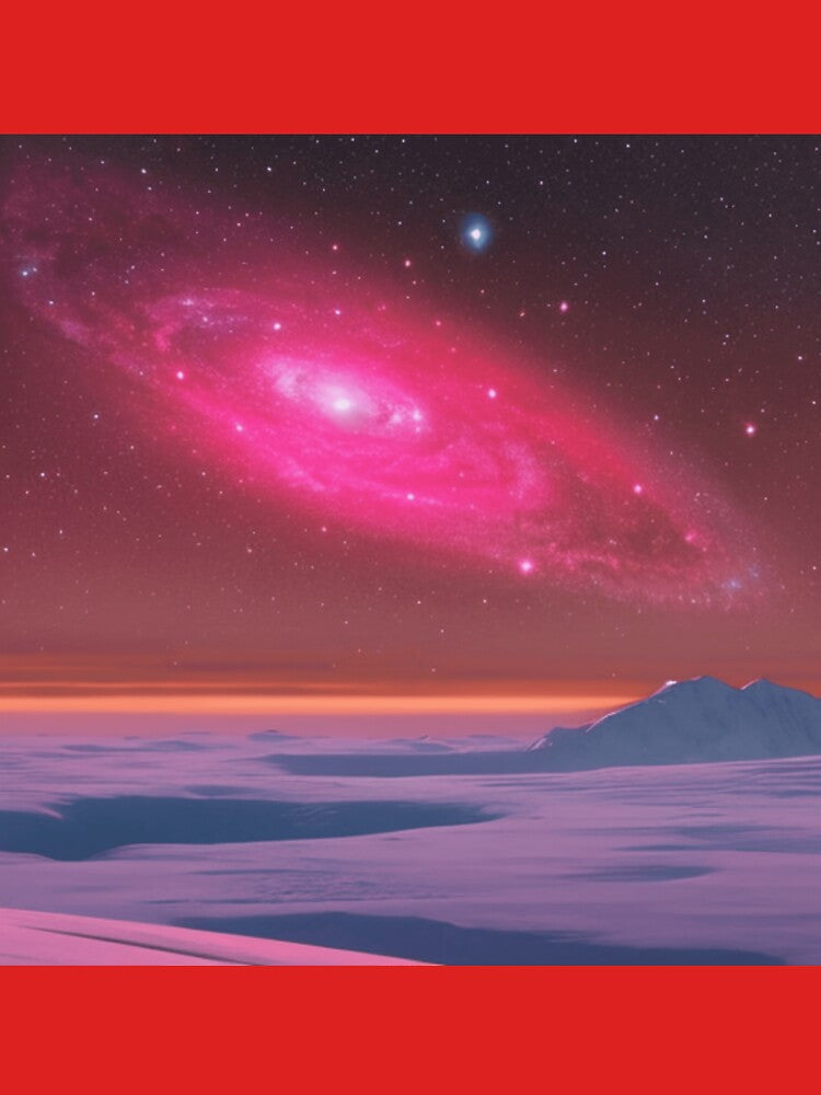 Red galaxy against an ice planet by Girly-Universe