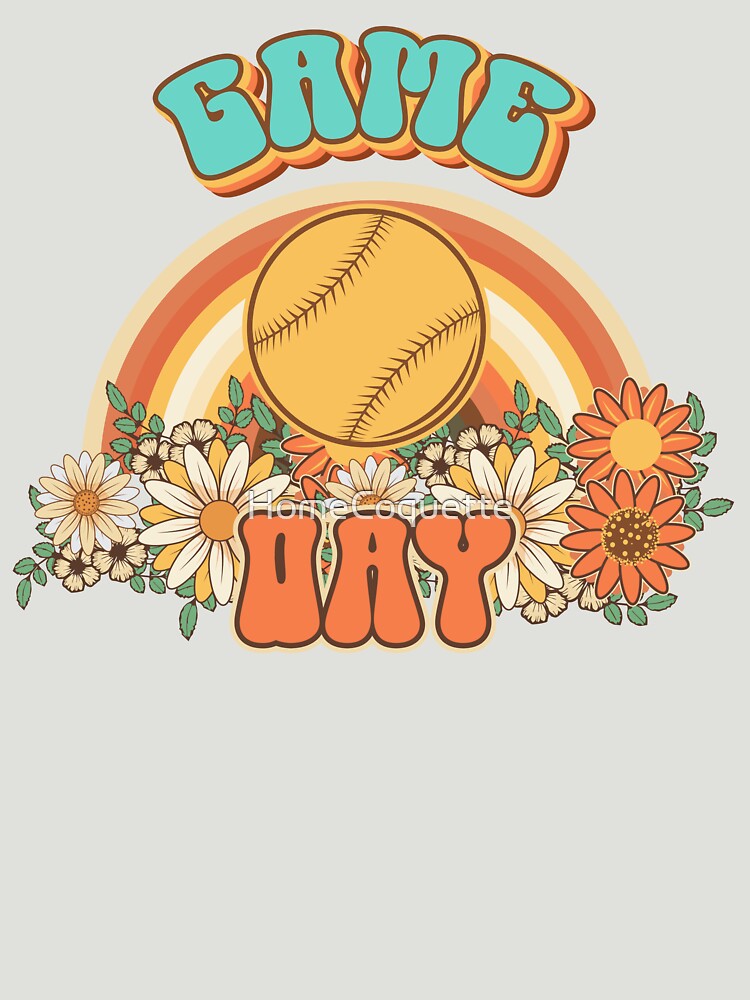 Groovy Baseball mom Retro game day gift for funny mother Vintage floral pattern by HomeCoquette