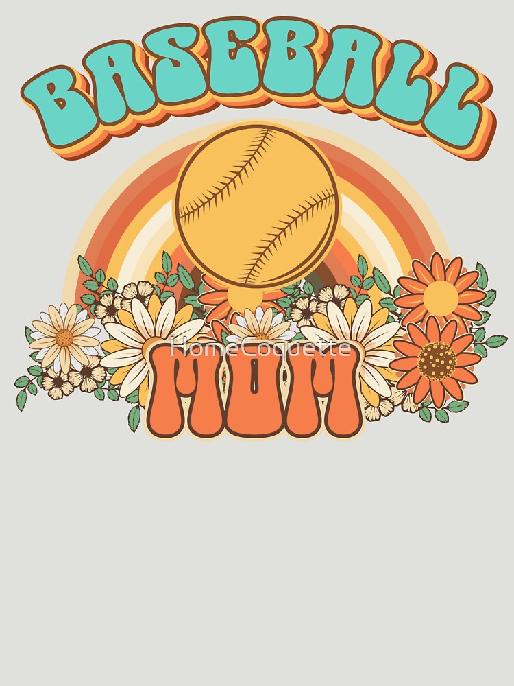Groovy Baseball mom Retro gift for funny mother Vintage floral pattern by HomeCoquette