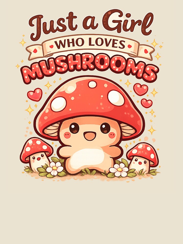 Cute Kawaii Mushroom Sticker & T-Shirt Design by RoPrincess