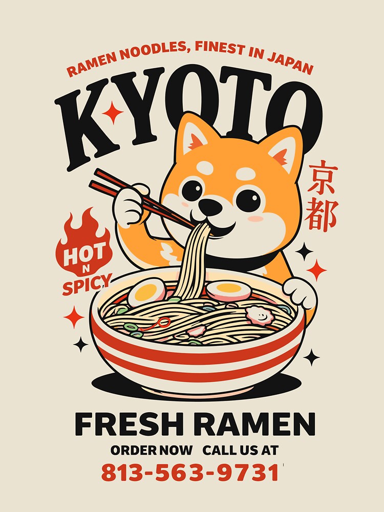 Kyoto Fresh Ramen Shiba Inu Poster by Matinez Pink