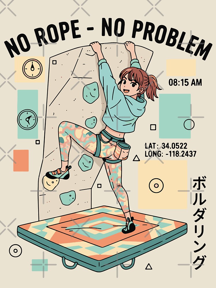 No Rope No Problem Bouldering Climber Fun by LuminOrb
